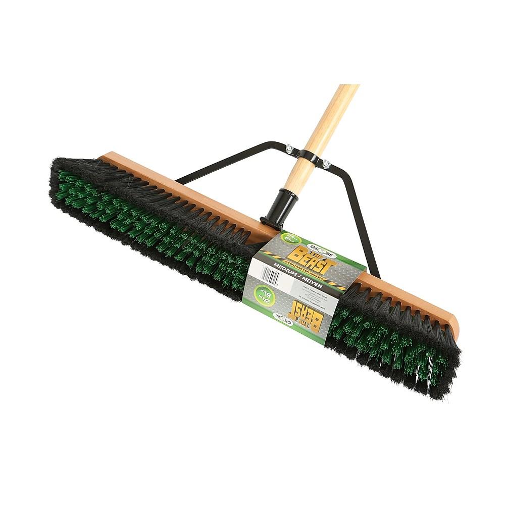 Globe 24" Wood Block Contractor Beast Push Broom, Medium Head, Industrial Grade, 2 Pack (4064)