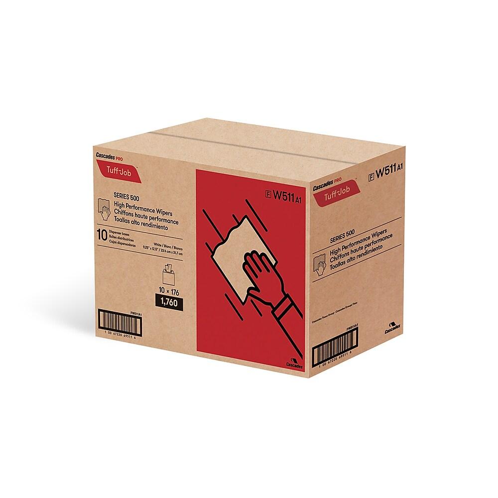 Tuff-Job S500 High Performance Wipers, 9.25 X 12.5, White, 176/Box, 10 Box/Carton