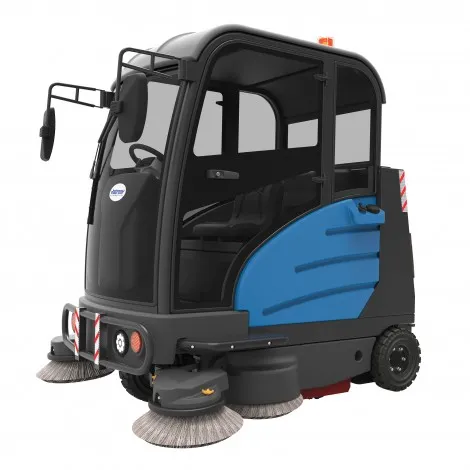 Johnny Vac Industrial Ride-On Sweeper Machine -JVC75SWEEPCABN- 74 1/4" (1886 mm) Cleaning Path - Cabine - Battery & Charger Included