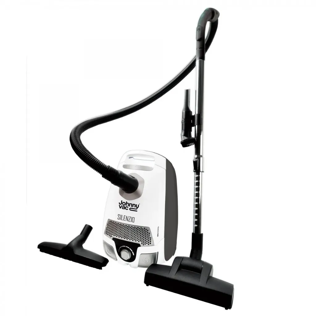 Johnny Vac Silenzio Canister Vacuum - HEPA Filtration - HEPA Bag - Wessel-Werk Turbo Air Nozzle - Telescopic Handle - Set of Brushes