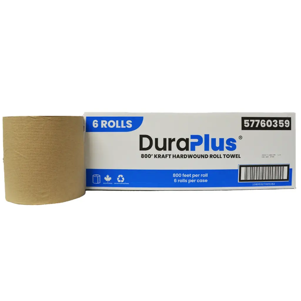 DuraPlus® Hardwound Paper Towel, Kraft, 800', 6 Rolls/Case
