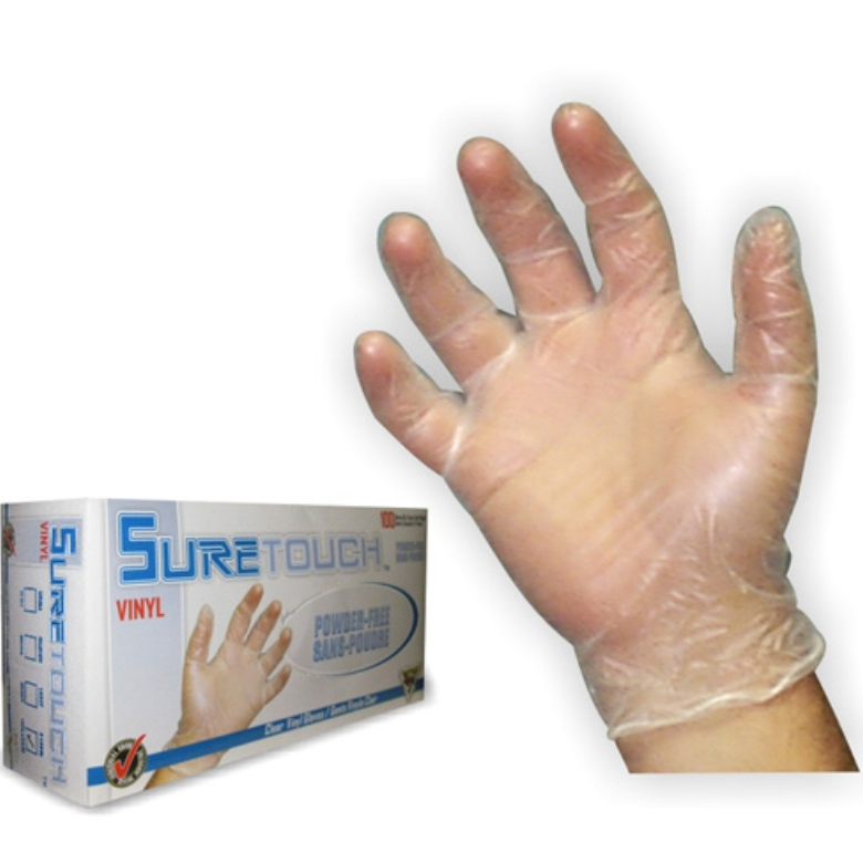 SURE TOUCH GLOVE VINYL LRG CLEAR 100/Box