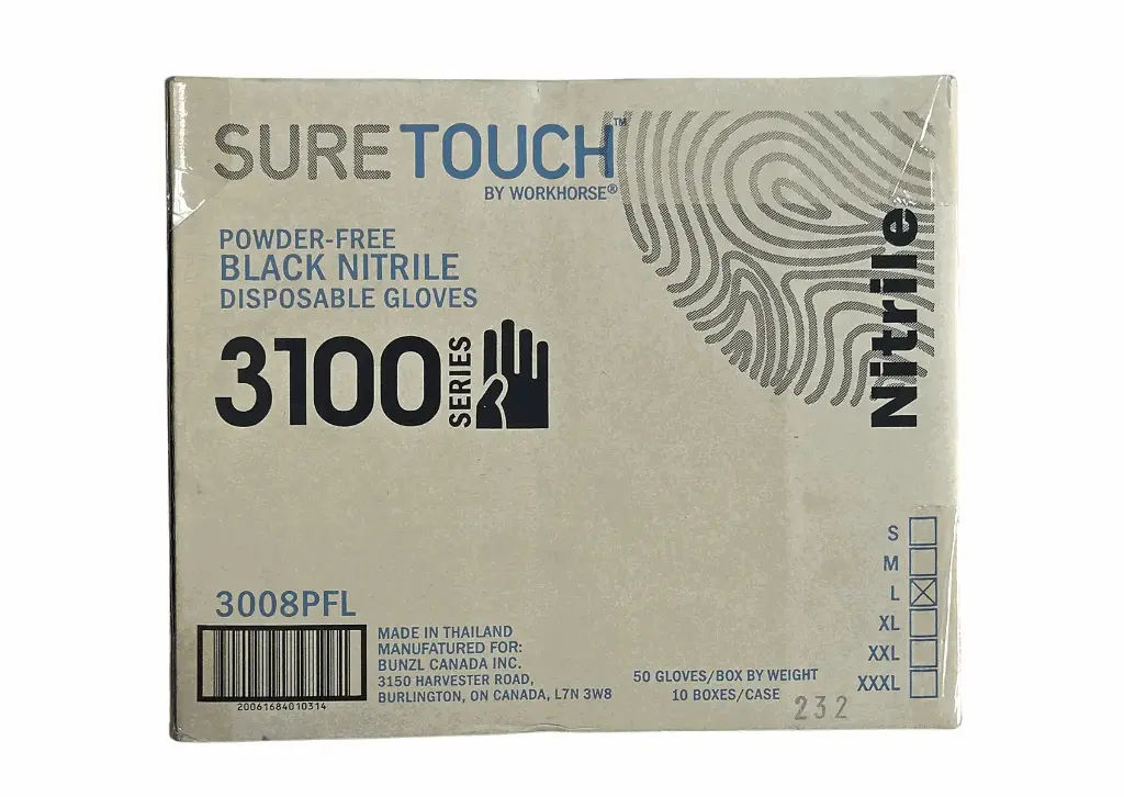 SURETOUCH Nitrile Gloves,Black, 8-MIL,Large,10Box/Case