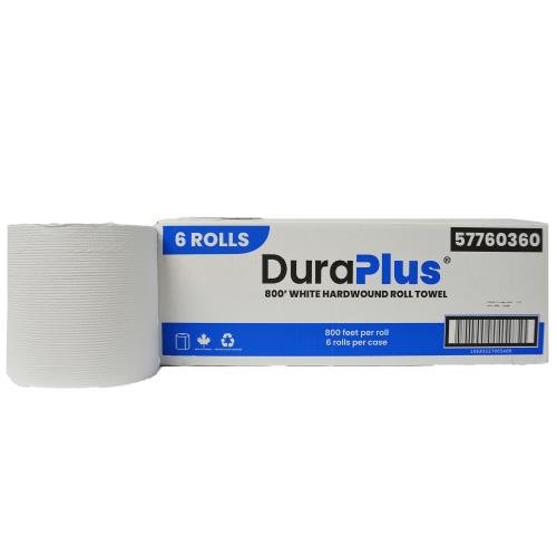 DuraPlus Hardwound Paper Towel, White, 800', 6 Rolls/Case