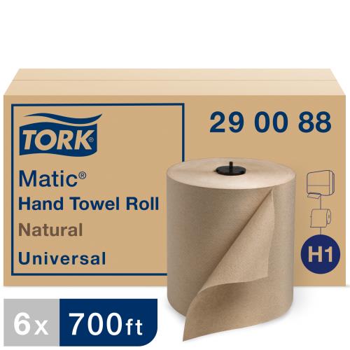 Tork® Universal Matic® Basic Roll Towel, 1 Ply, Natural, 7.7" x 700', 6 Rolls/Case