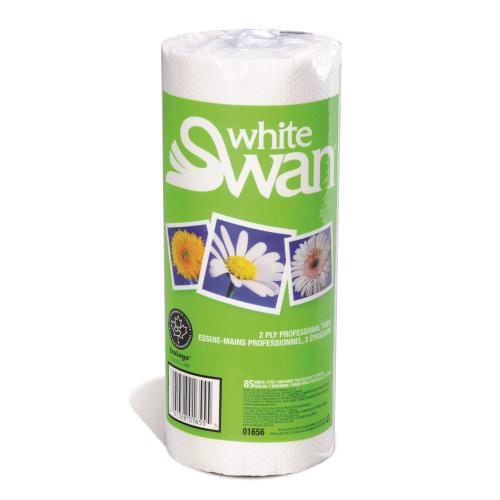 White Swan Kitchen Towel, 2 ply, 85sheets/Roll,30Rolls/Case, White (01656)