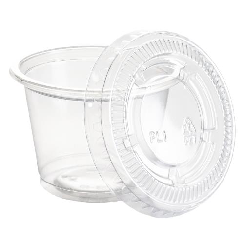 PE Portion Cup Lids, Clear, PET, Fits 1 Oz., 2500 Lids/Case