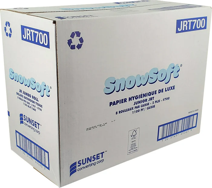 JRT700 - Snow Soft Jumbo Tissue Rolls 2 Ply - 8 Rolls/Case