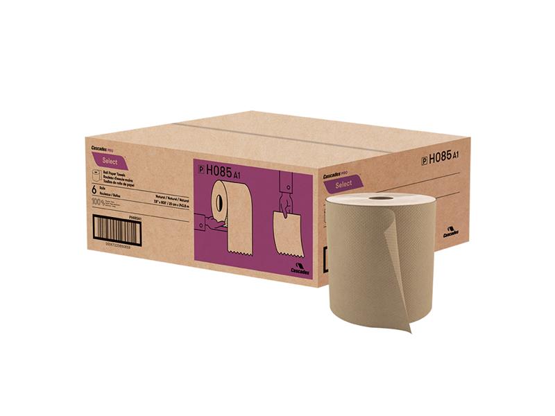 Cascades PRO Select Roll Paper Towel, 1-Ply, Natural, 800 feet, 6 rolls/pack