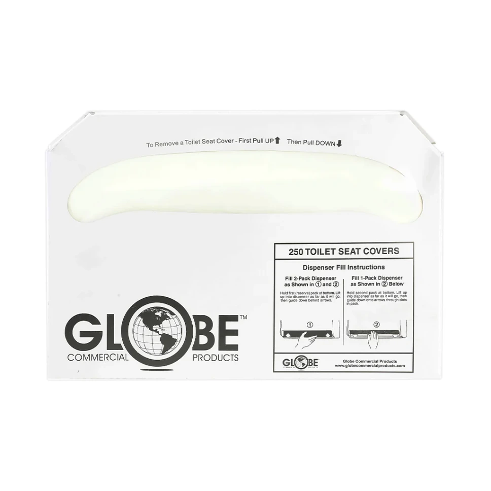 Toilet Seat Covers Half Fold, 17"L X 14.25"W X 0.1"H, White,250/Box