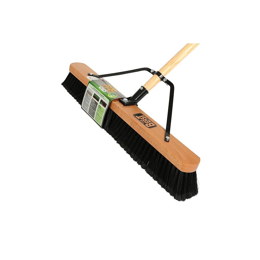 The Beast™ Assembled Wood Block Contractor Push Brooms, 24"L Head/ Medium Bristles, Black 1/Ea