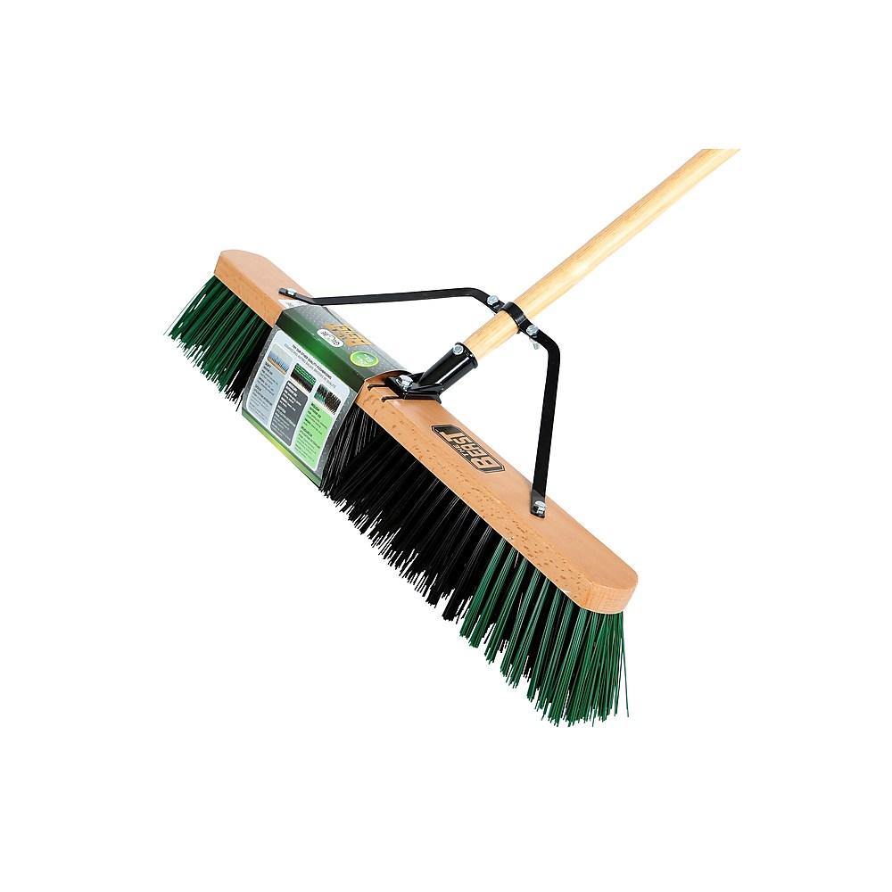 The Beast™ Assembled Wood Block Contractor Push Brooms, 24"L Head/ Rough Bristles, Black 1/Ea