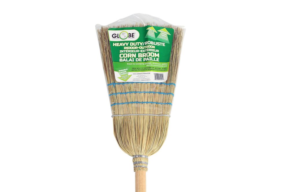 [GLO4001] Industrial Corn Broom, 1 Wire/ 3 String Head, Khaki, 1/Ea