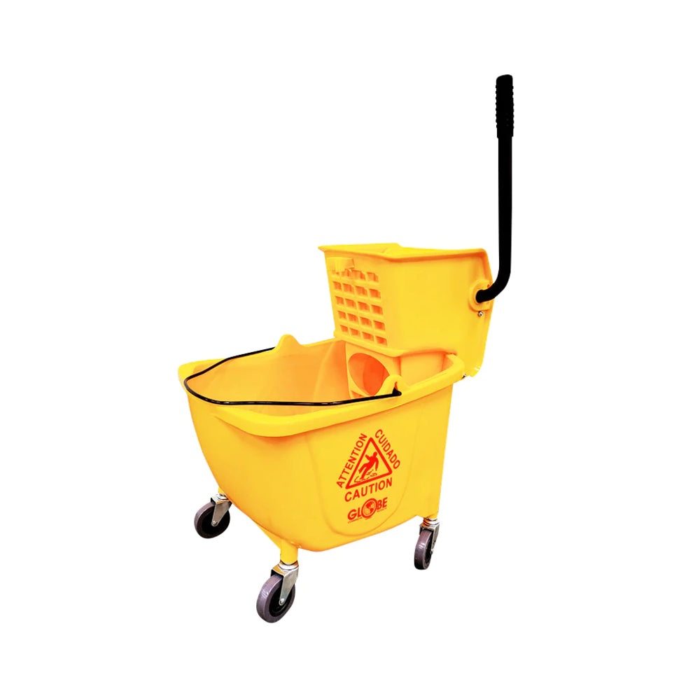 Globe Commercial Products Sidepress Mop Bucket and Wringer - 35 QT - Yellow