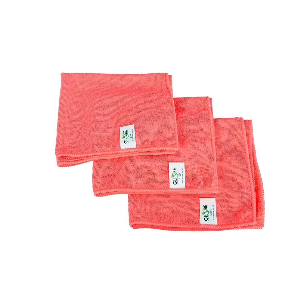 Microfiber Cloths, 16" X 16", Red, Pack of 10