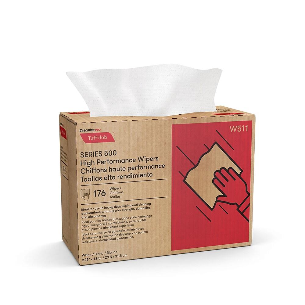 [W511] Tuff-Job S500 High Performance Wipers, 9.25 X 12.5, White, 176/Box