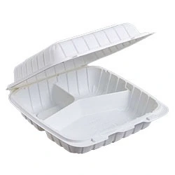 MFPP 3-Compartment Hinged Container, White, 9x9, 150/CS