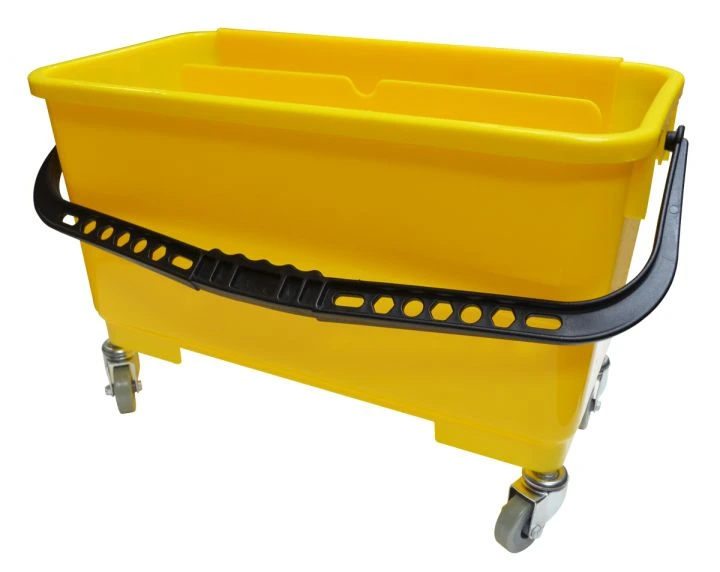 25L Utility Bucket W/ Hanging Sieve & Casters, Yellow