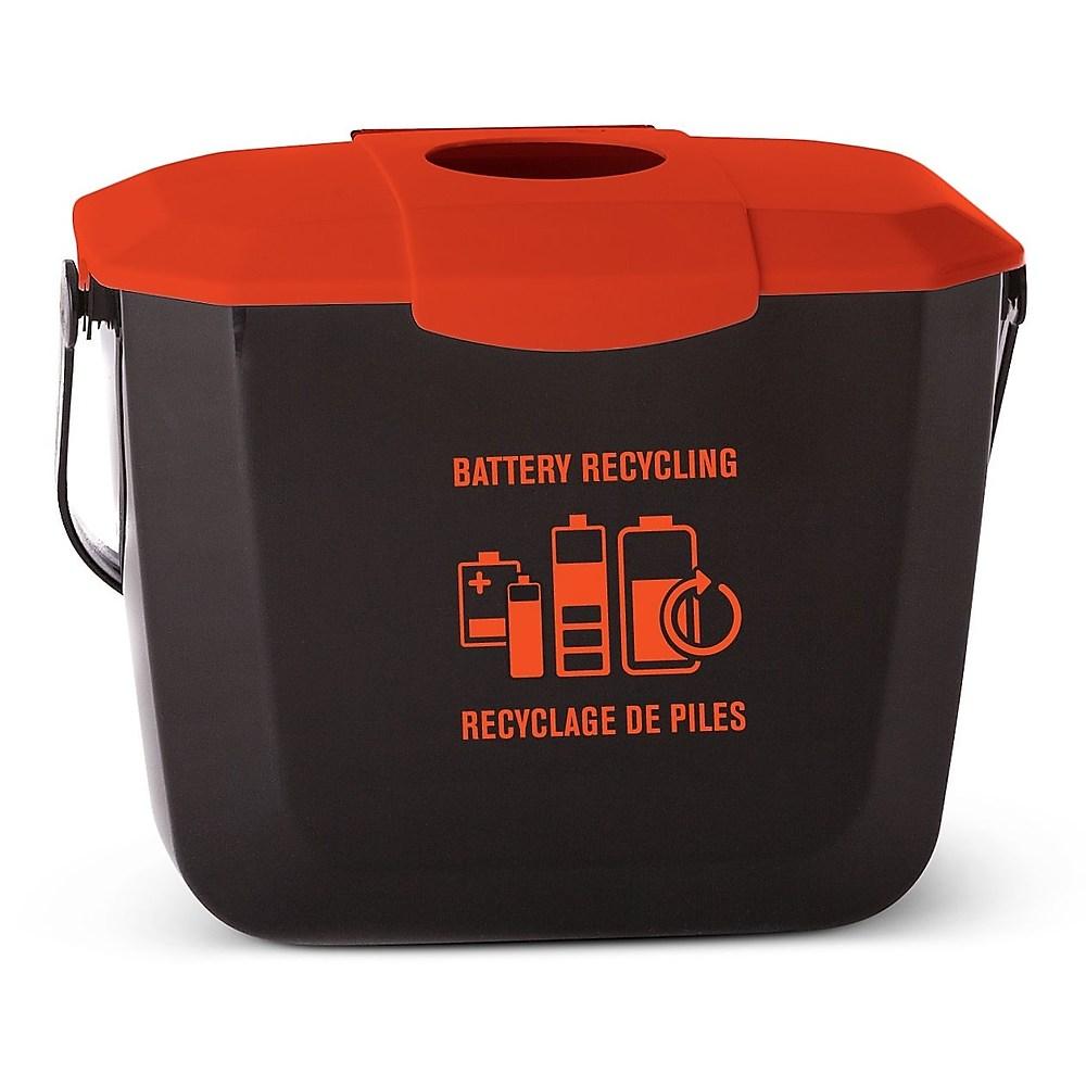 Globe Battery Collection Bin 2 Gallon Black/Red