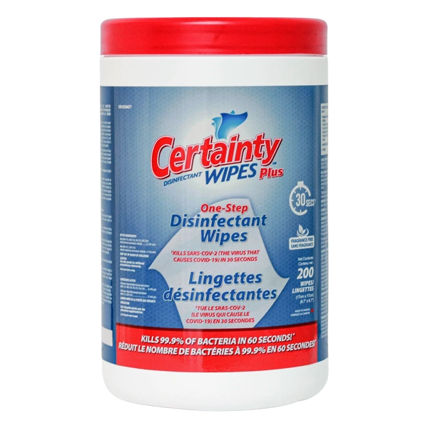 Certainty Plus Disinfectant Wipes - Unscented - 6.7" x 7" - 200 Wipes