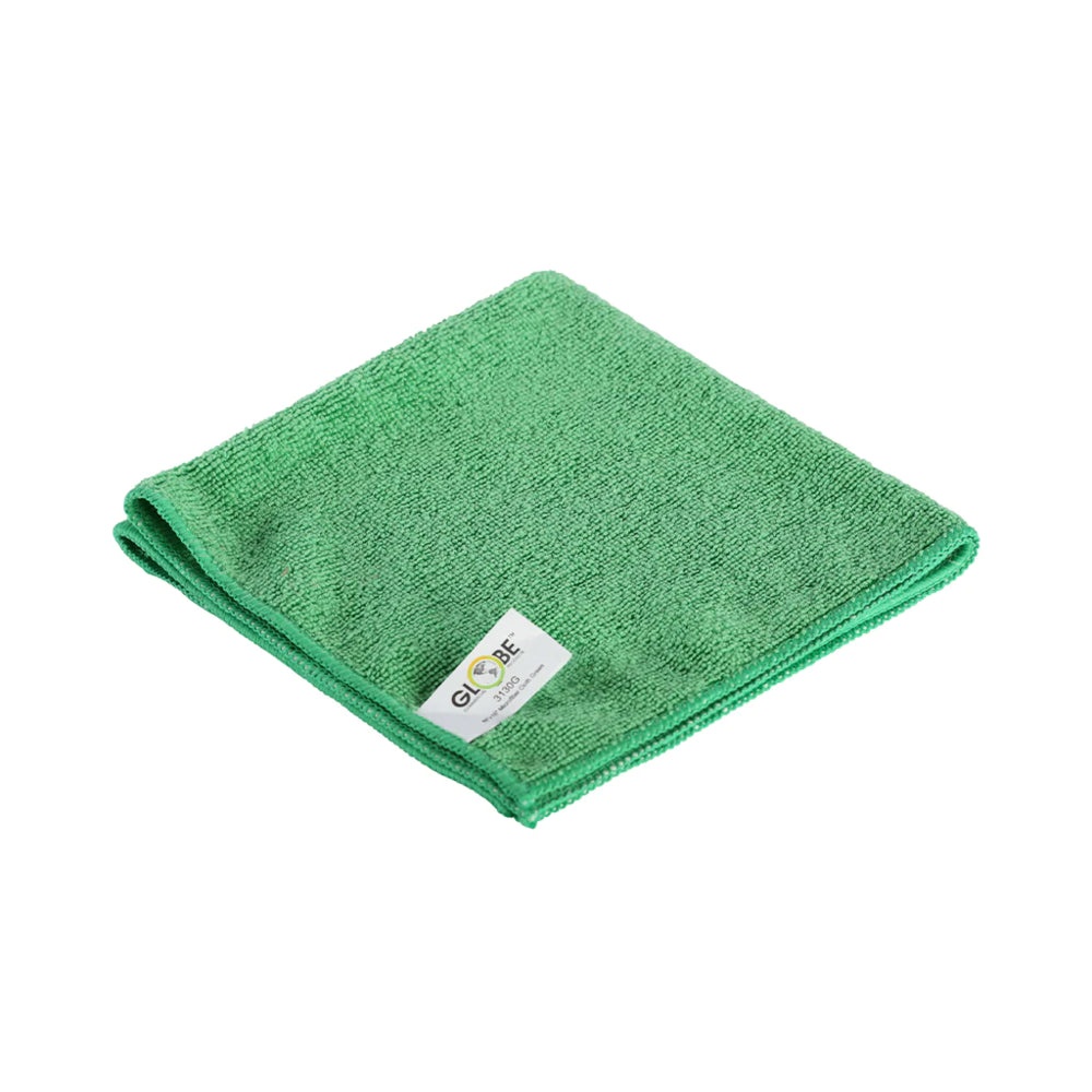 Globe Microfiber Cloth - 14" X 14" - Green - 10/Pack