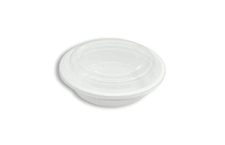  7" Round Plastic Container with Lids - White - 24oz  150/Case
