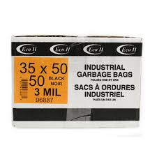 Eco II 3Mil Contractor Bags, 35x50, Black, 50/Case