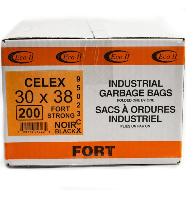Eco II 30x38 Garbage Bags, Black, Strong, 200/Case 
