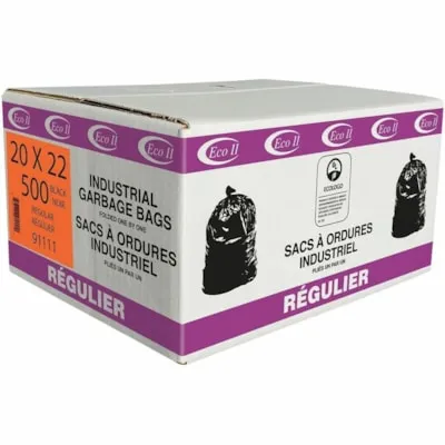 Eco II 22x24 Garbage Bags, Black, Regular, 500/Case 