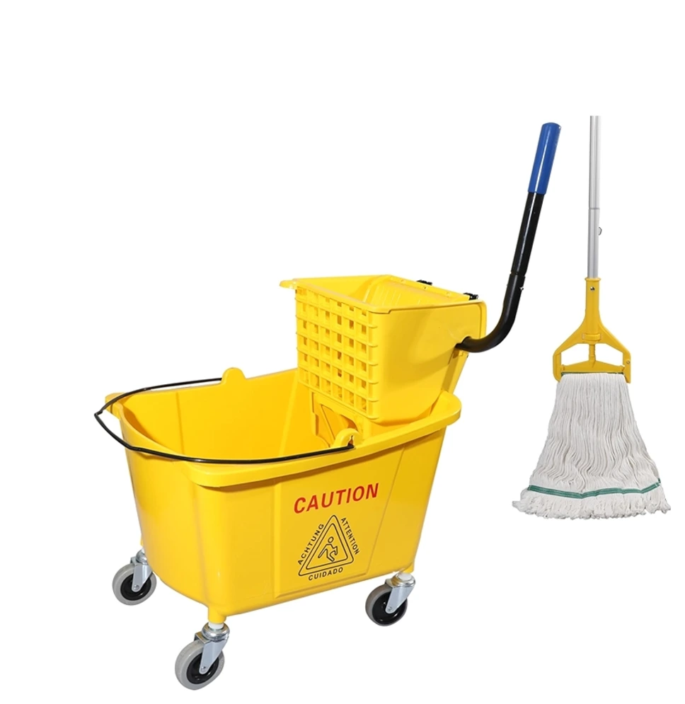 35Qt Yellow Mop Bucket W/Sidepress Wringer