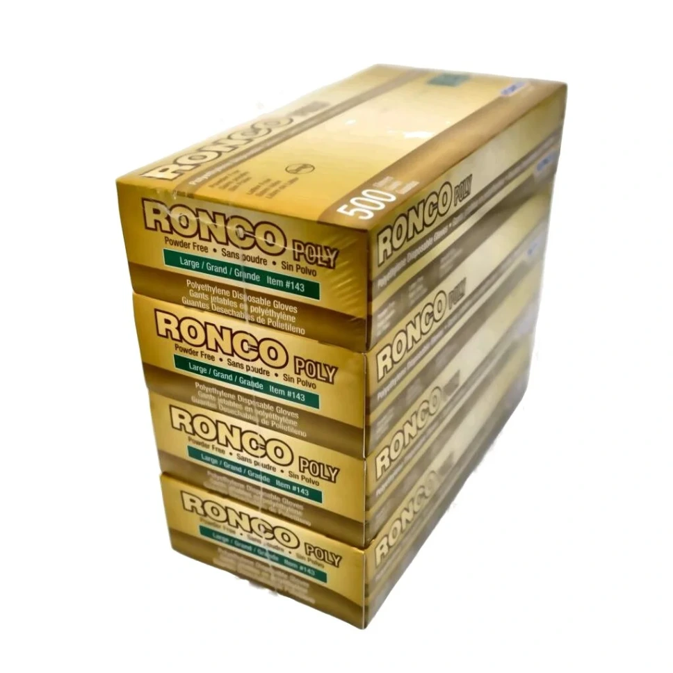 Ronco Poly Gloves Powder-Free - Clear - Large - 500/Box