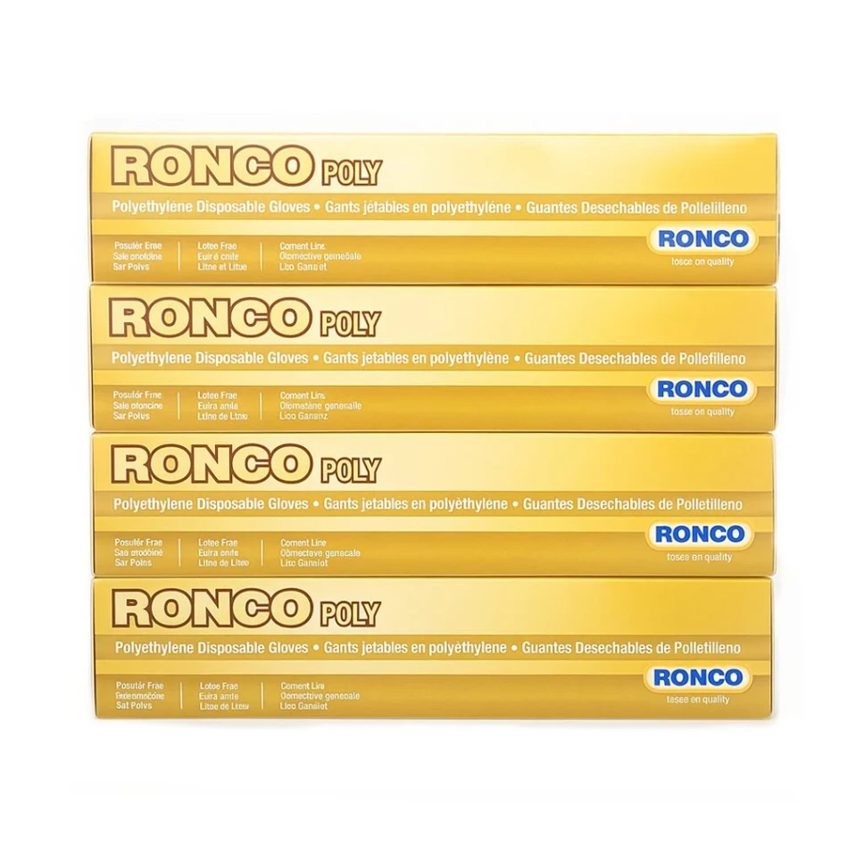 Ronco Poly Gloves Powder-Free - Clear - Medium - 500/Box