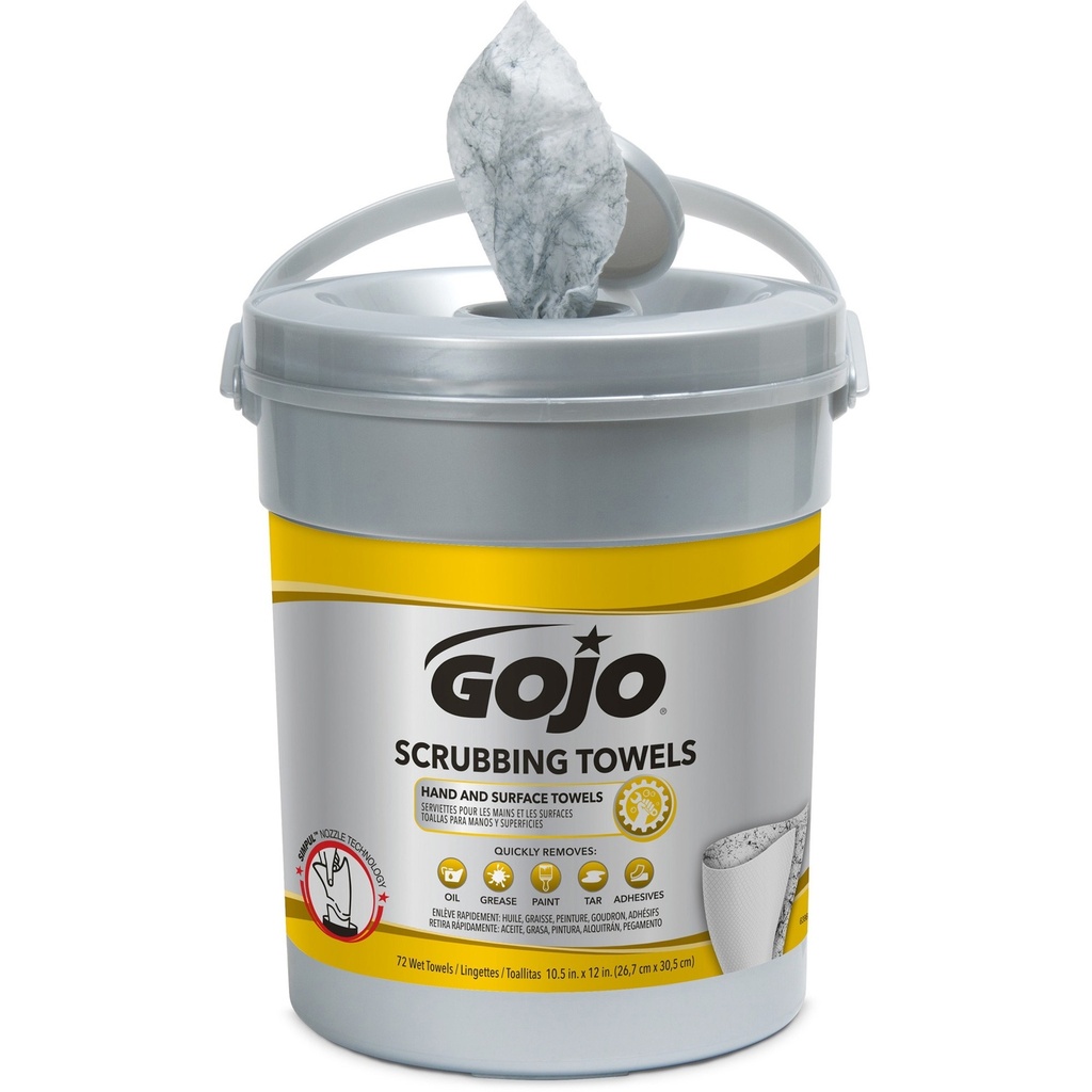 [6396-650] GOJO 10.5 in. X 12 in. 2-Ply Hand Cleaning Scrubbing Towels - Fresh Citrus Silver/Yellow 72Towels