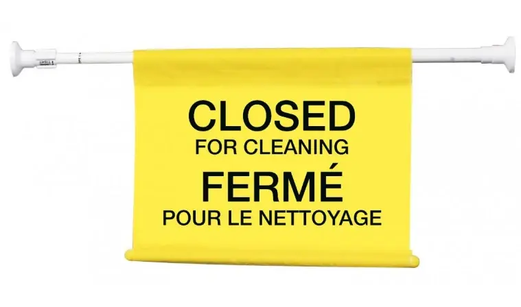 [9031] Hanging Closed For Cleaning Sign, Trilingual