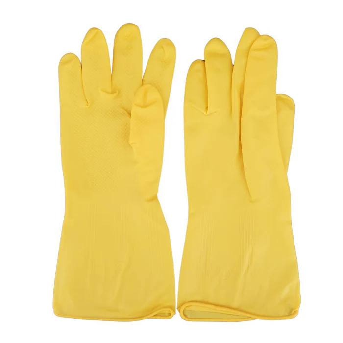 Yellow Latex Dishwashing Gloves-1Pair-Large-5100L