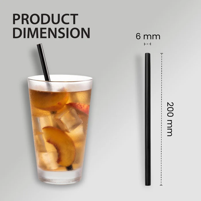 [STRW-5755] Value+ - 8'' - Black Plastic Straw - 6 mm 500/Box