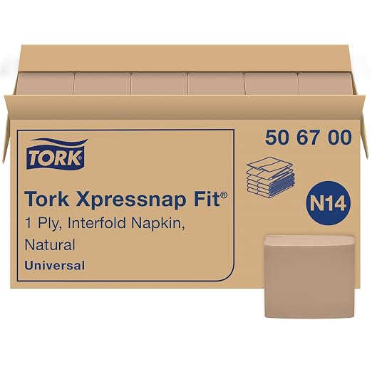 Tork Xpressnap Fit Universal 1-Ply Natural Kraft Interfold Dispenser Napkin N14 - 8,640/Case