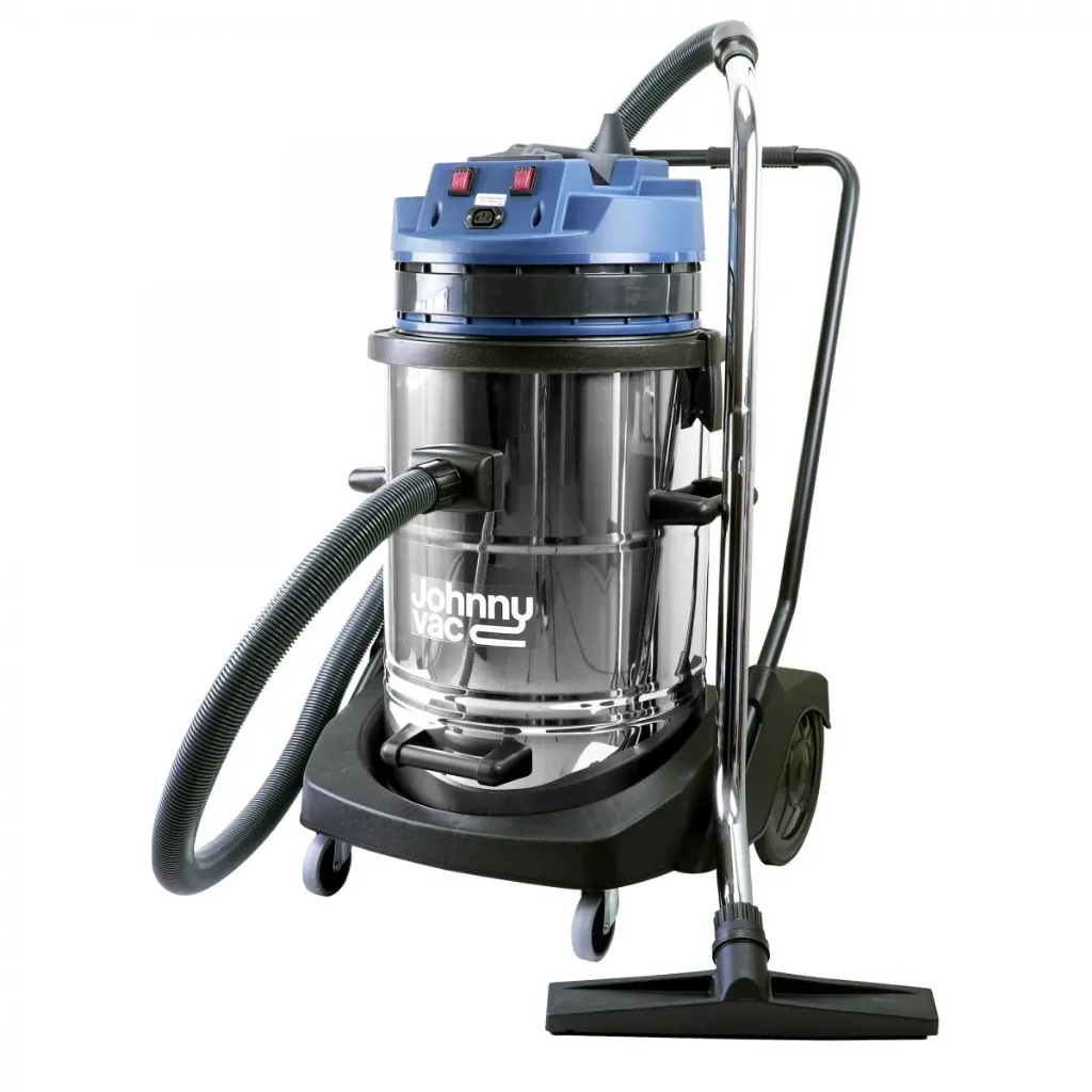 Johnny Vac Commercial Wet & Dry Vacuum - Capacity of 18,5 gal (70 L) - Metal Tank on Trolley - Electrical Outlet for Power Nozzle - 8' Hose - Metal Wands - Brushes and Accessories Included - IPS ASDO09914