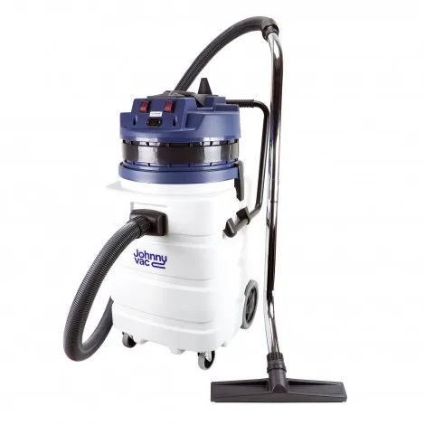Johnny Vac Heavy Duty Wet & Dry Commercial Vacuum - Capacity of 22.5 gal (85 L) - 2 Motors - Electrical Outlet - 8' Hose - Plastic and Aluminum Wands - Brushes and Accessories Included - IPS ASDO07433