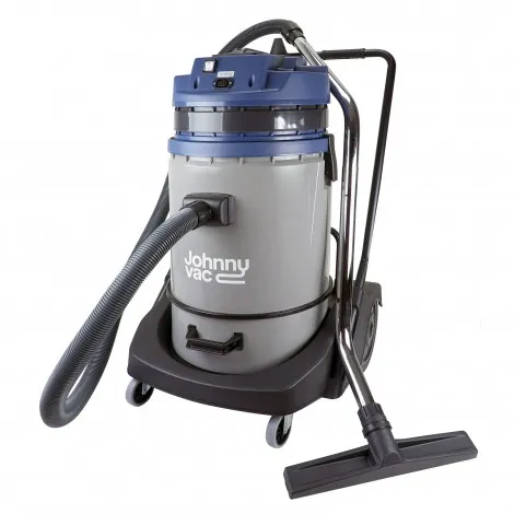 Johnny Vac Wet & Dry Commercial Vacuum - Capacity of 16 gal (60.5 L) - Tank on Trolley - Electrical Outlet for Power Nozzle - 10' (3 m) Hose - Plastic and Aluminum Wands - Brushes and Accessories Included - IPS ASDO07416