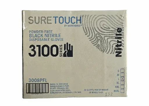 SURETOUCH Nitrile Gloves,Black, 8-MIL,Large,10Box/Case