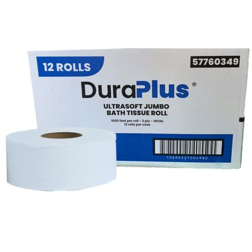 DuraPlus Universal JBT, 2-Ply, White, 1000', 12 Rolls/Case